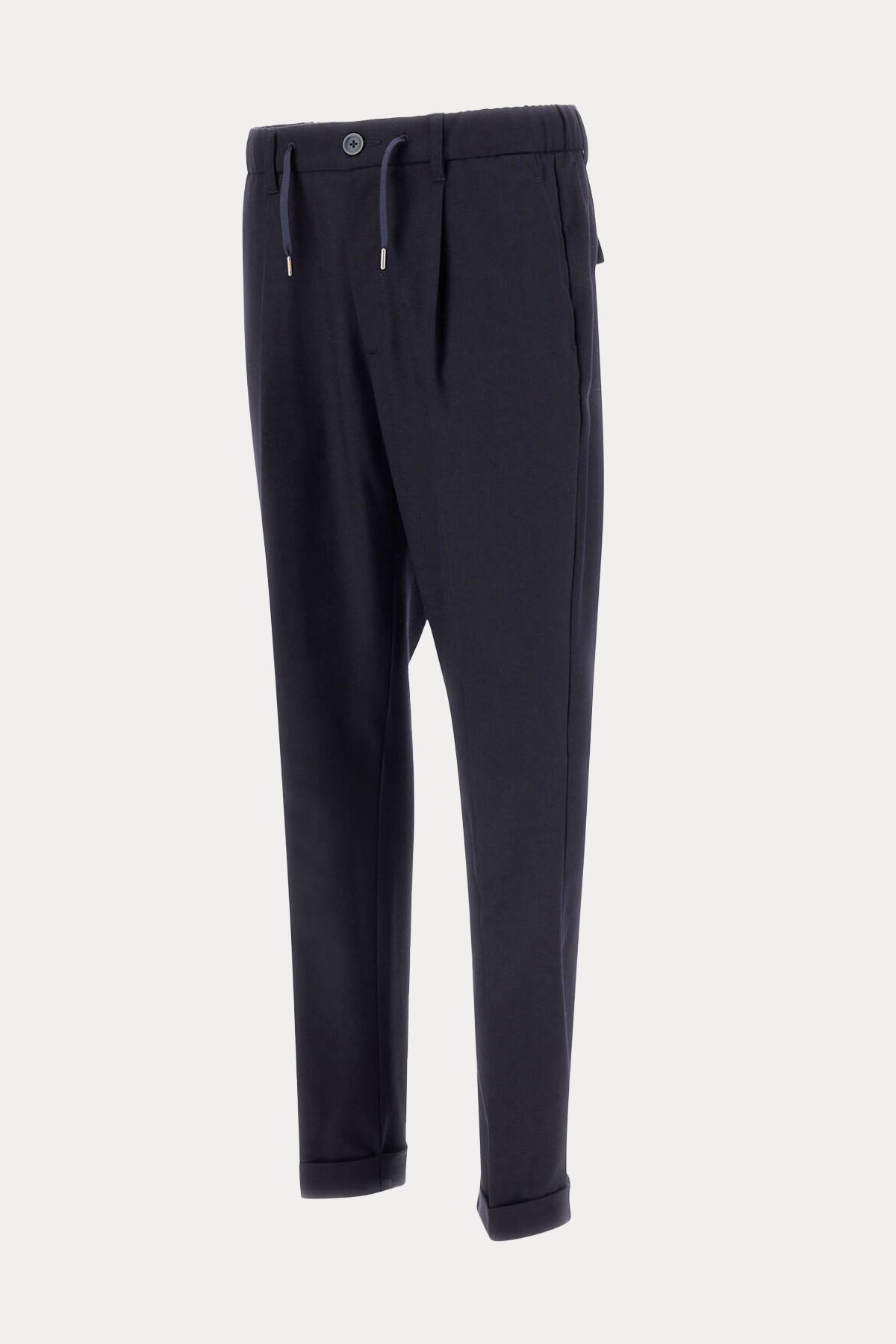 Herno Regular Fit Tek Pile Beli Lastikli Duble Paça Yün Pantolon