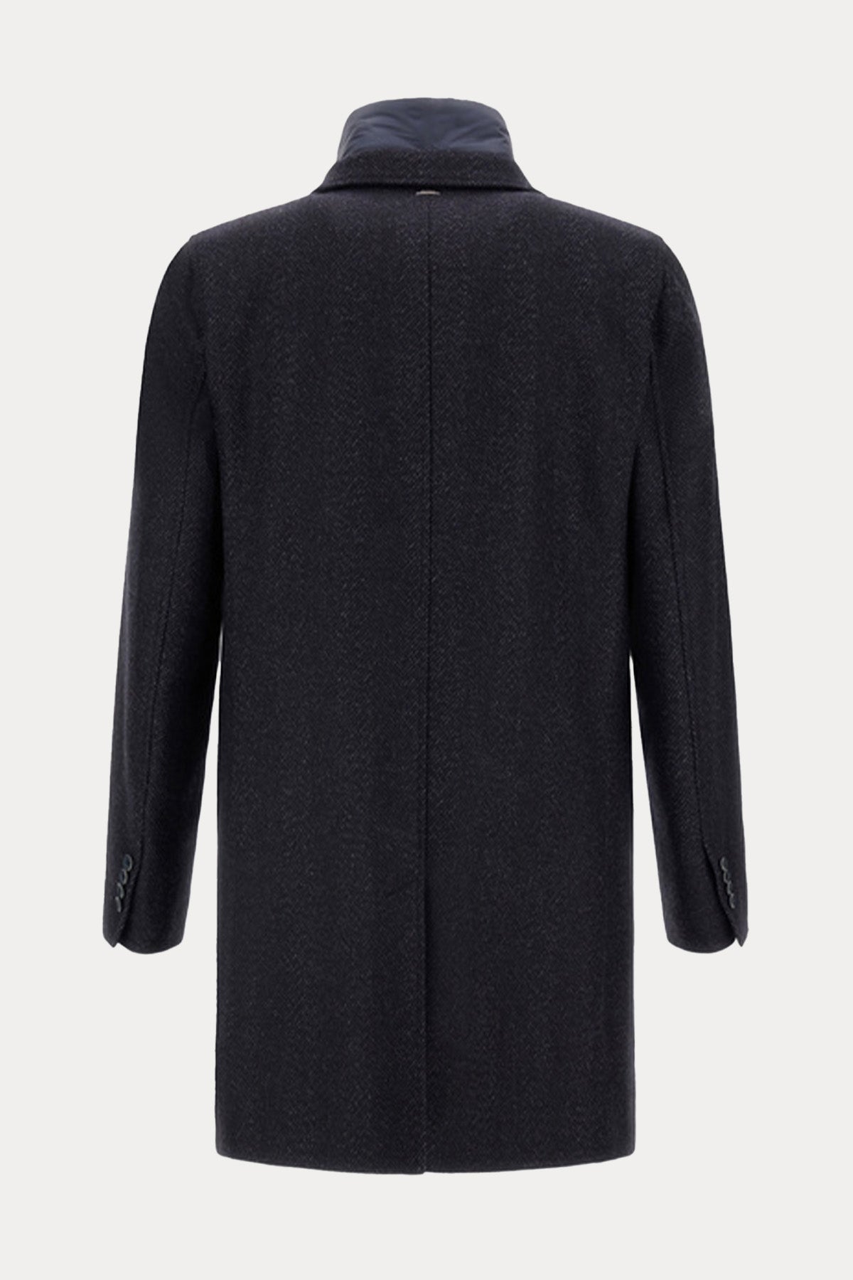 Herno Balıksırtı Desenli Demonte Puffer İç Parçalı Yün Kaban