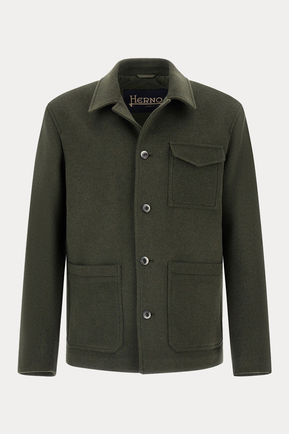 Herno Regular Fit Spor Cepli Yün Gömlek Ceket
