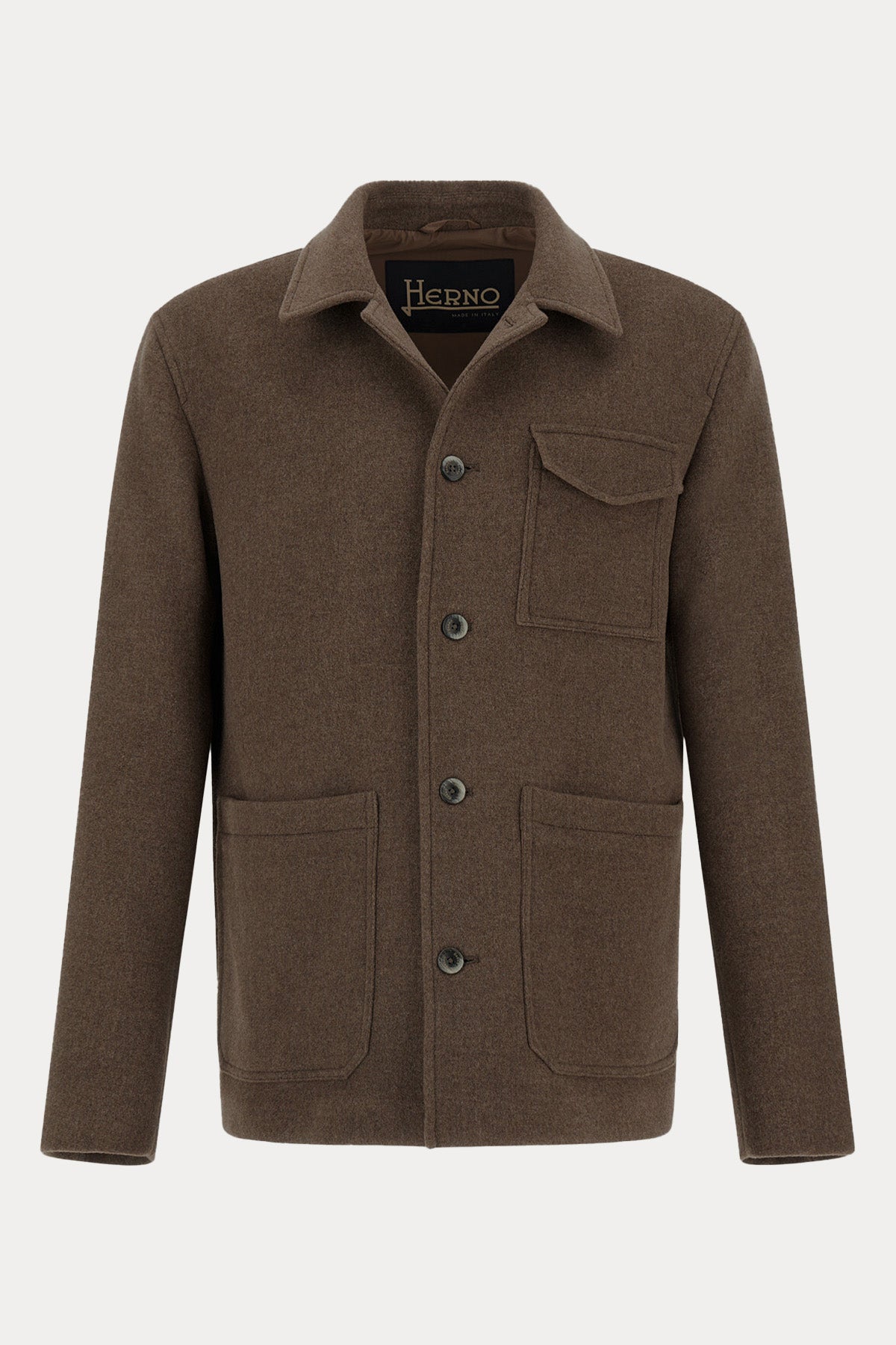 Herno Regular Fit Spor Cepli Yün Gömlek Ceket