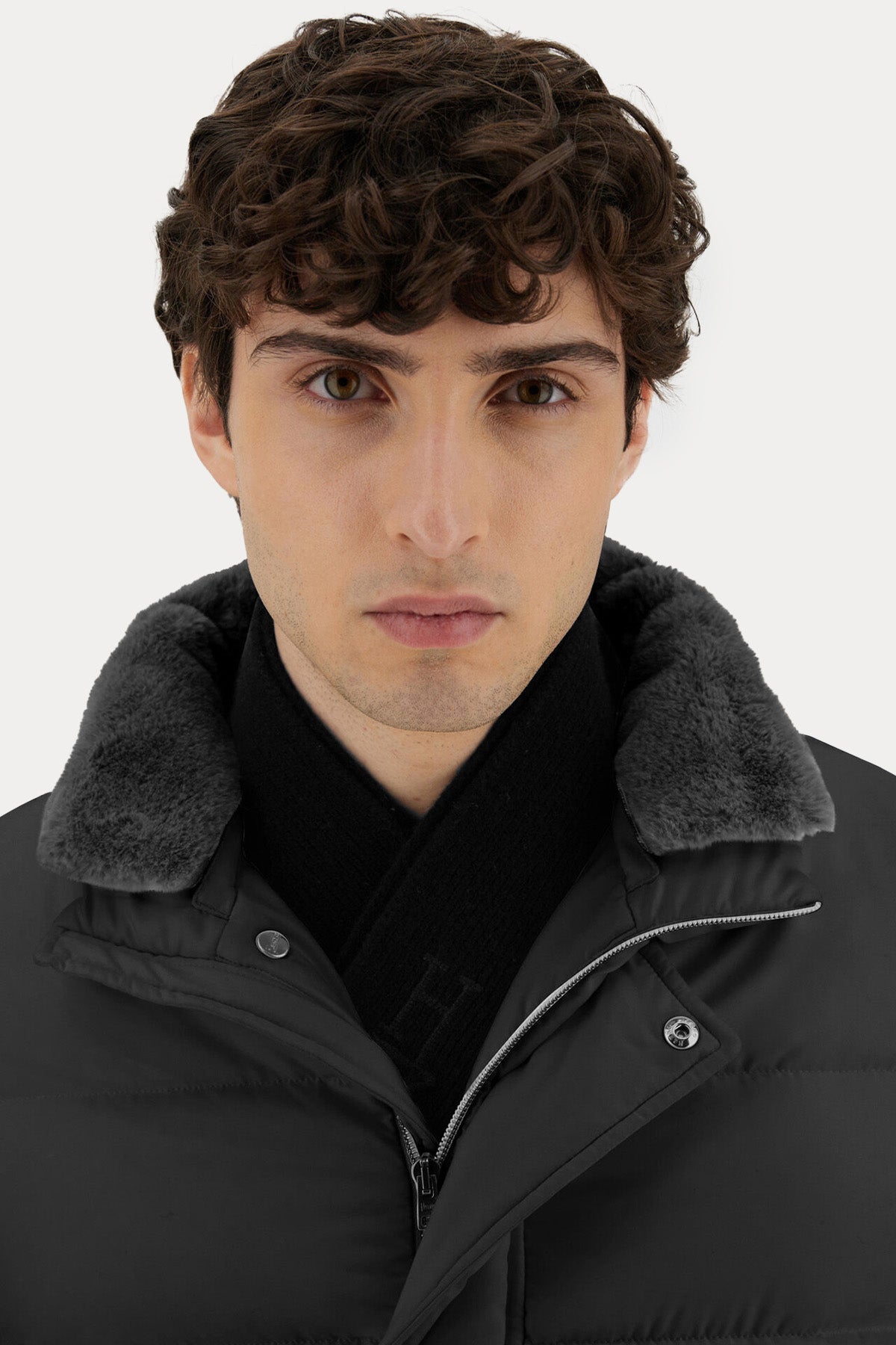 Herno Yakası Kürklü Puffer Mont-Mont-Libas
