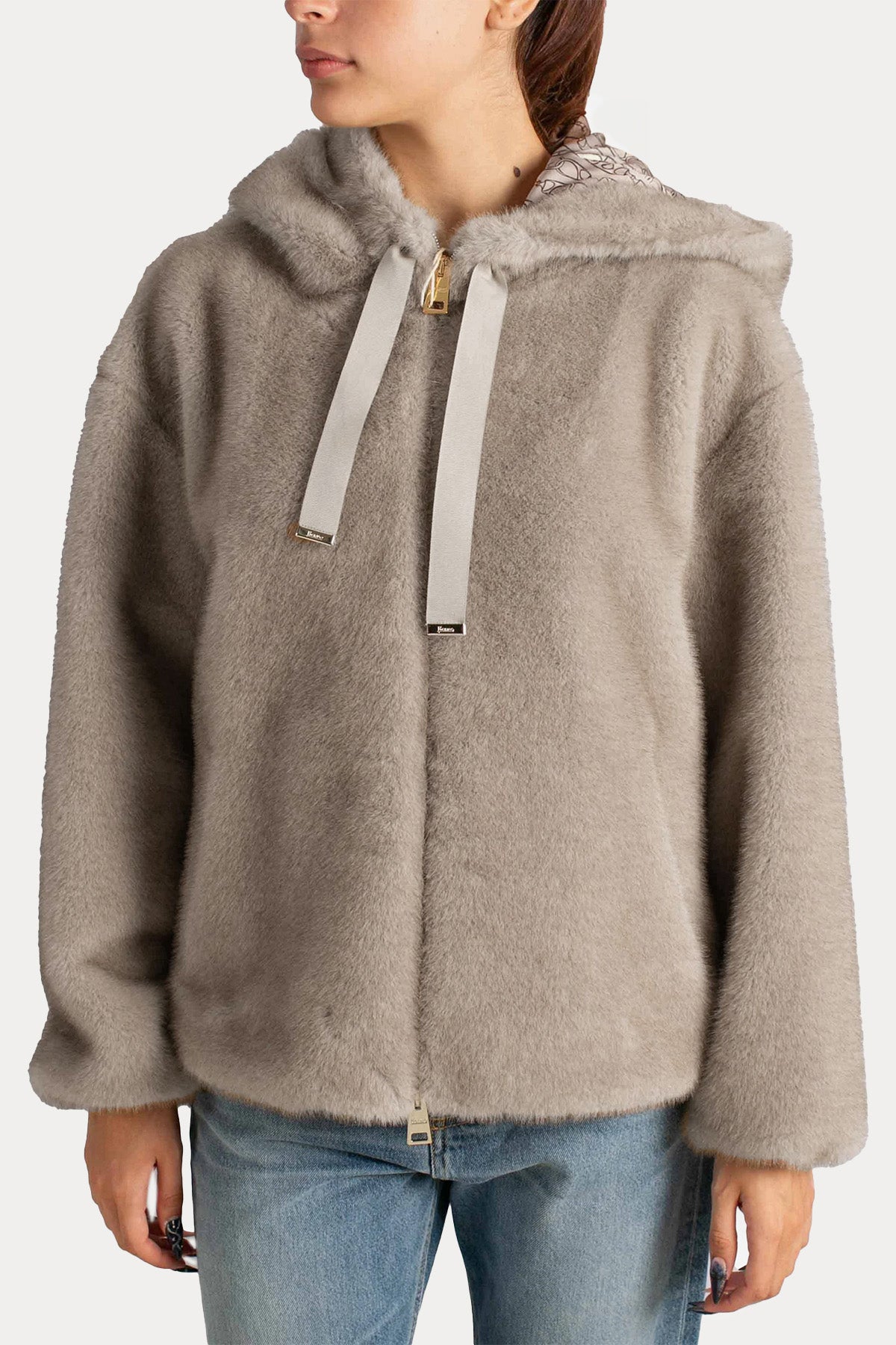 Herno Regular Fit Kapüşonlu Peluş Ceket