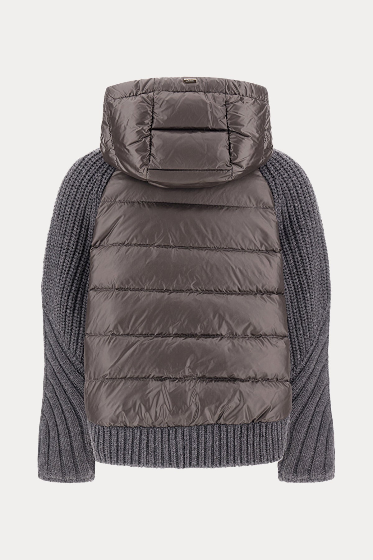 Herno Relaxed Fit Kapüşonlu Puffer Örgü Yün Triko Ceket