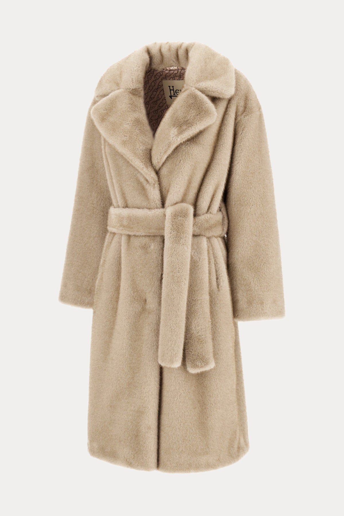 Herno Regular Fit Kemerli Peluş Manto