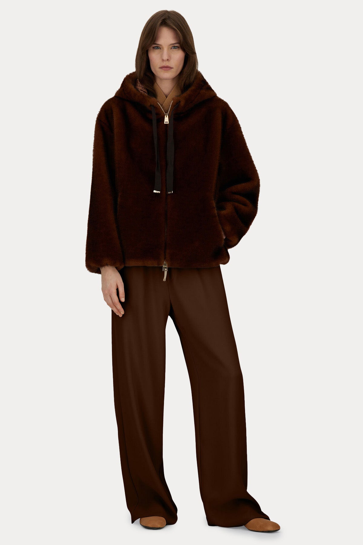 Herno Regular Fit Kapüşonlu Peluş Ceket