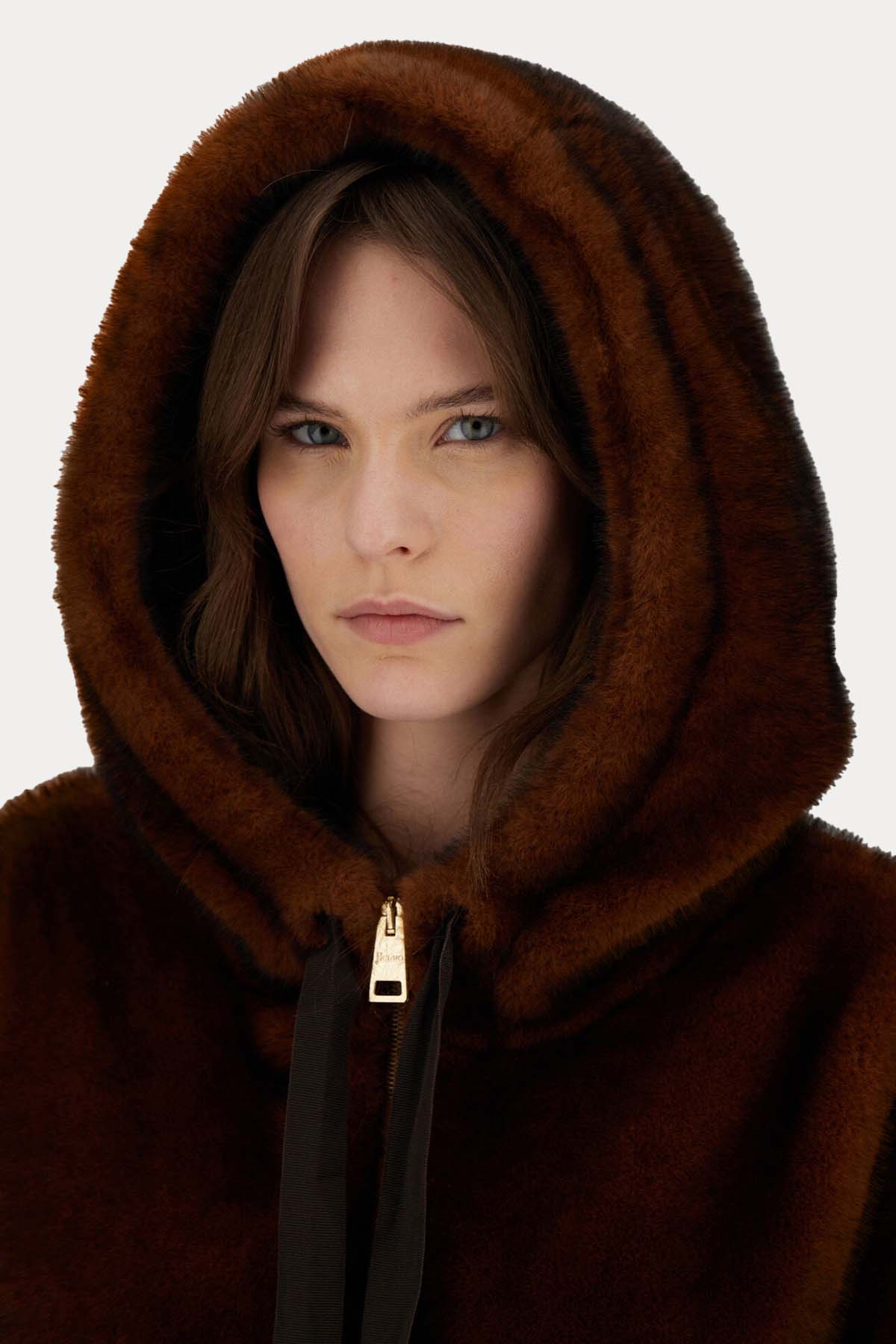 Herno Regular Fit Kapüşonlu Peluş Ceket