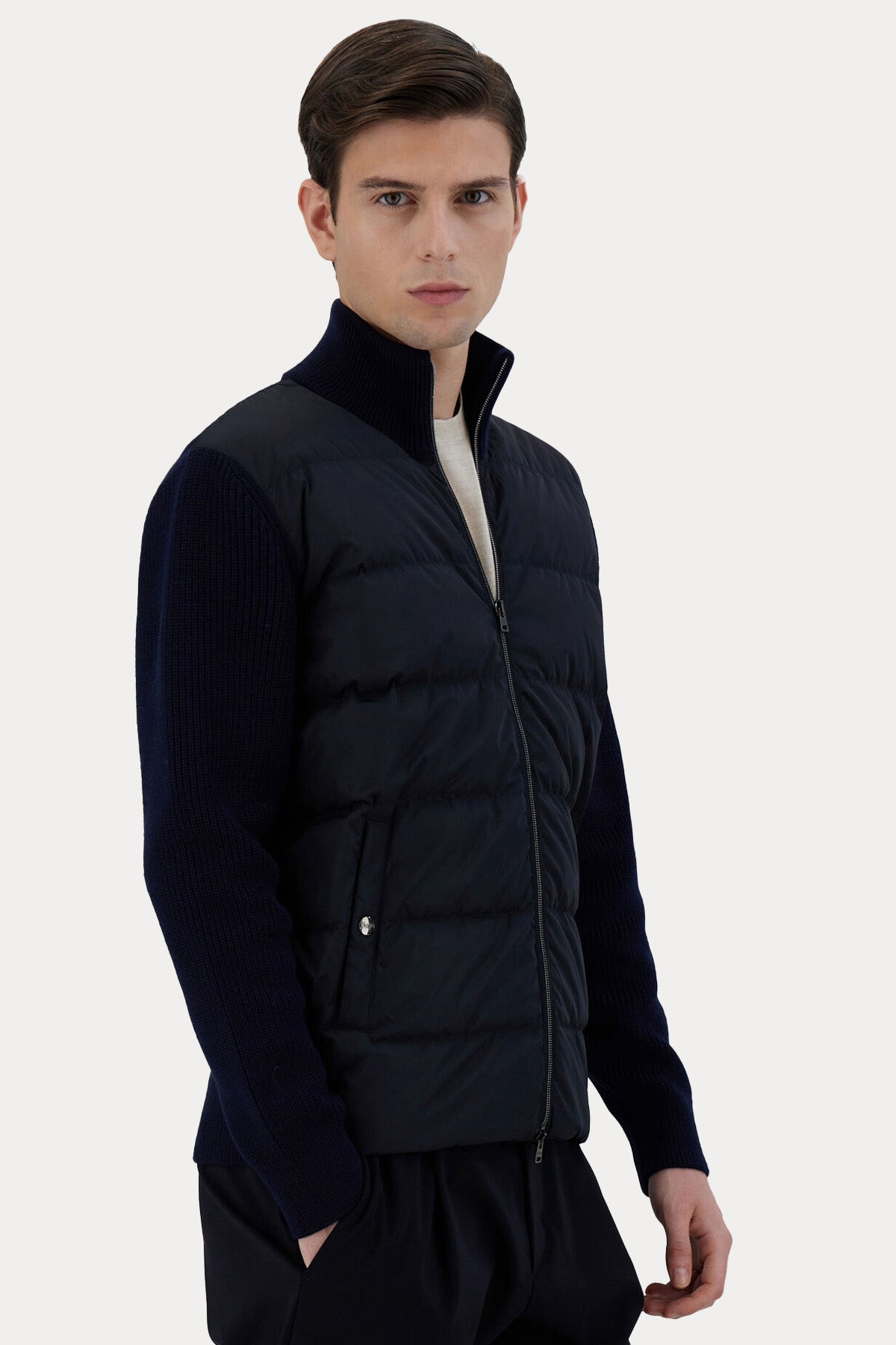 Herno Regular Fit Dik Yaka Puffer Yün Ceket