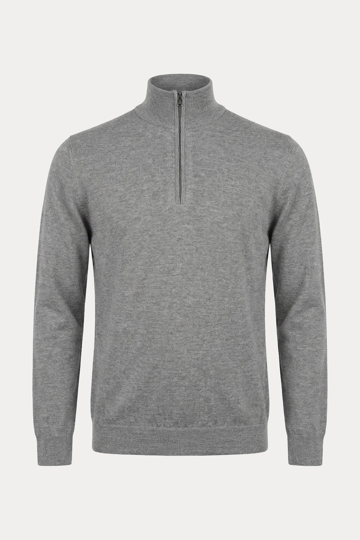 Fradi Slim Fit Fermuarlı Dik Yaka İnce Örgü Yün Triko