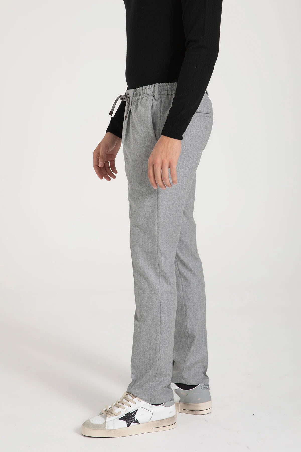 Fradi Beli Lastikli Tek Pile Yandan Cepli Yün Pantolon