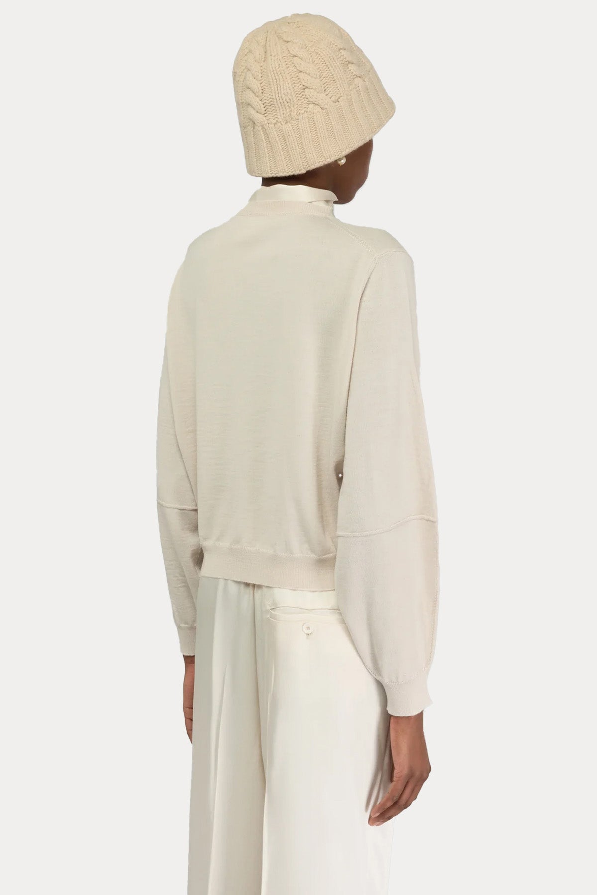 Semicouture Regular Fit Fularlı İnce Örgü Yün Triko