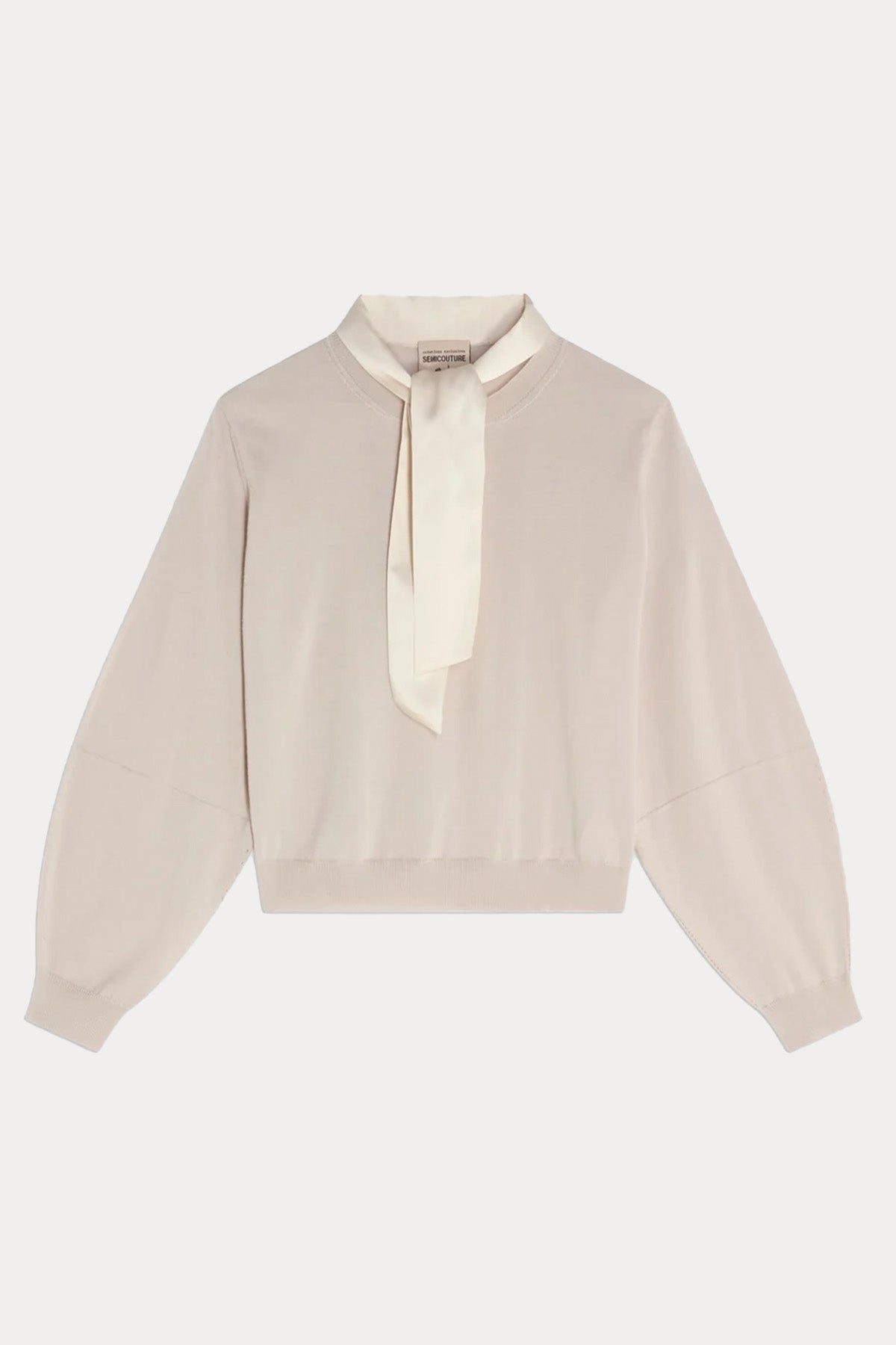 Semicouture Regular Fit Fularlı İnce Örgü Yün Triko