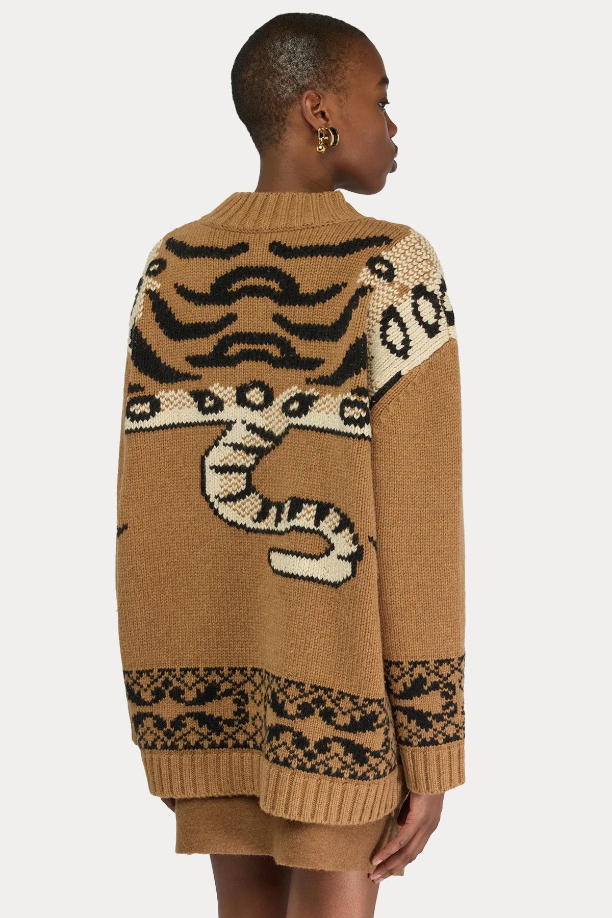 Semicouture Relaxed Fit Tiger Motifli Örgü Yün Triko