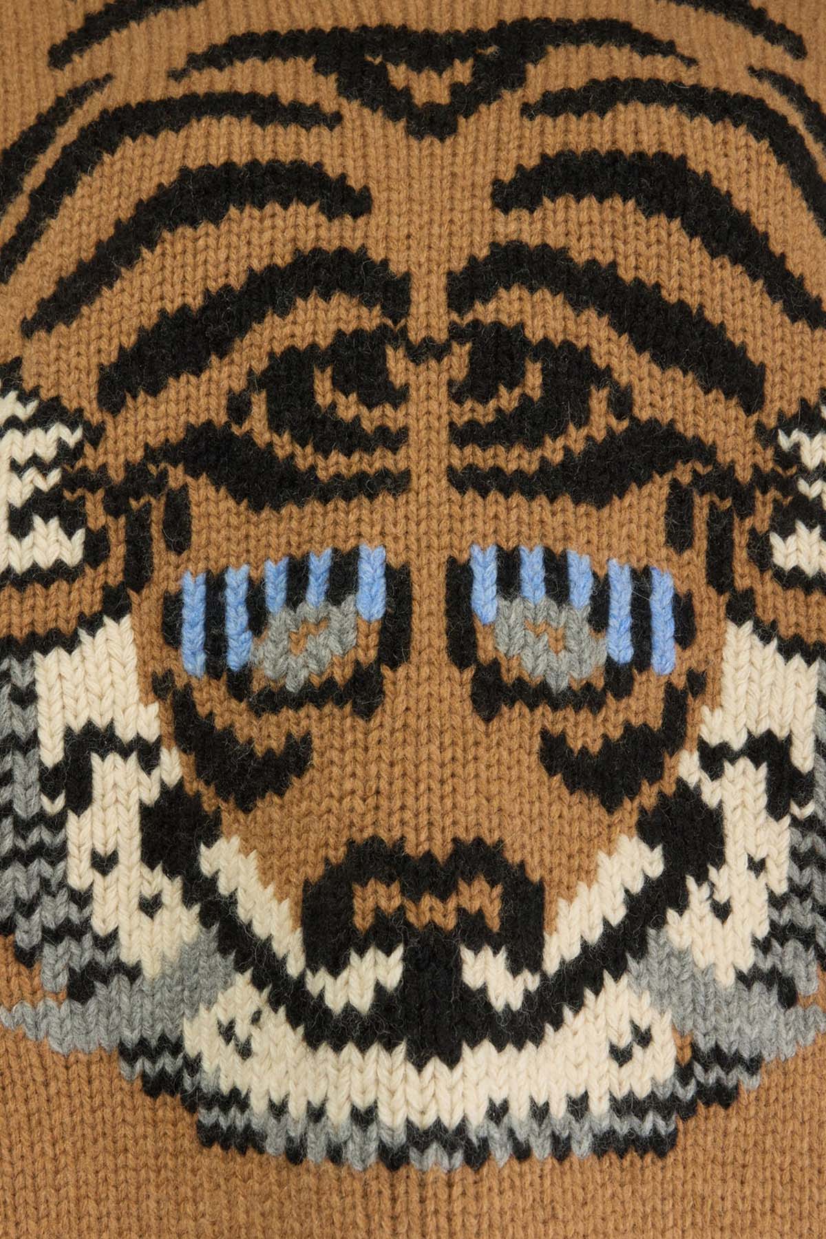 Semicouture Relaxed Fit Tiger Motifli Örgü Yün Triko