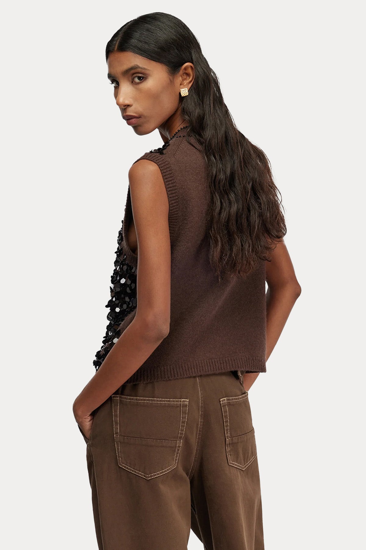 Semicouture Payetli Kaşmir Örgü Yün Triko