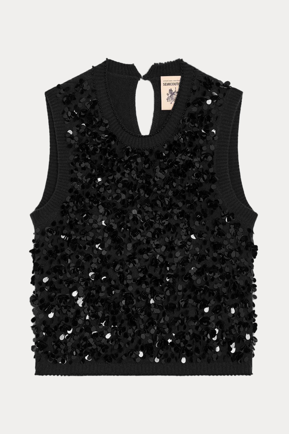 Semicouture Payetli Kaşmir Örgü Yün Triko