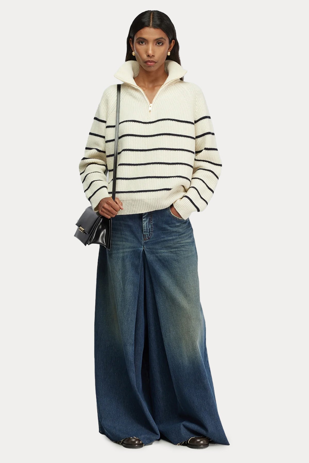 Semicouture Comfort Fit Fermuarlı Dik Yaka Örgü Yün Triko