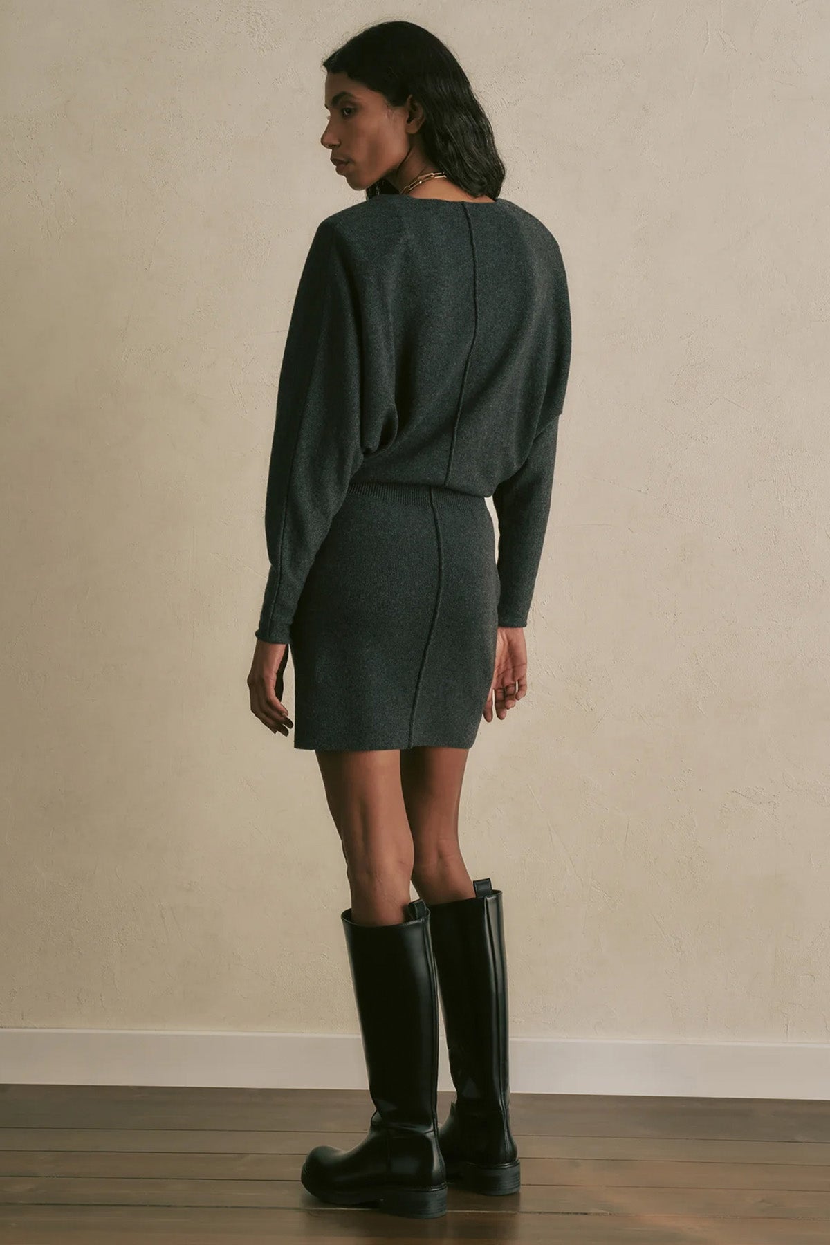 Semicouture V Yaka Kaşmir Örgü Mini Triko Elbise