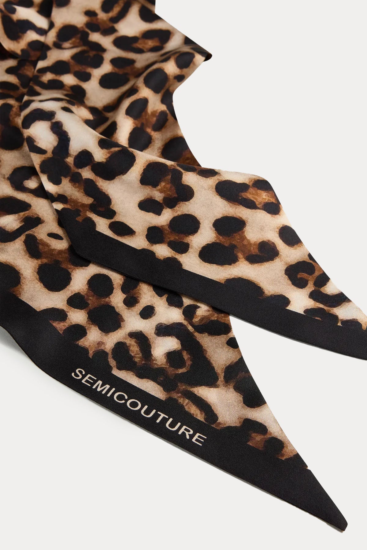 Semicouture Leopar Desenli İpek Fular