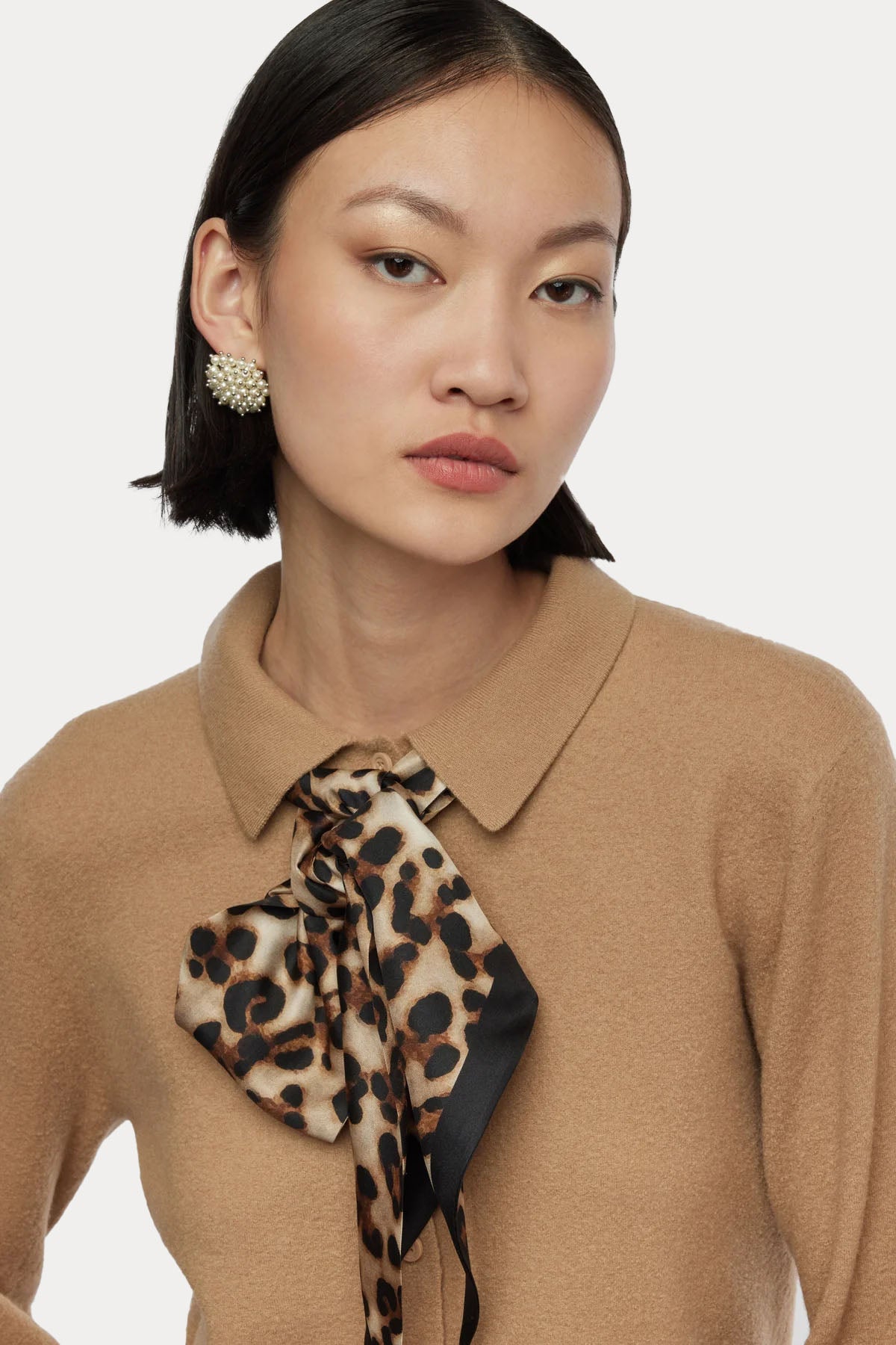 Semicouture Leopar Desenli İpek Fular