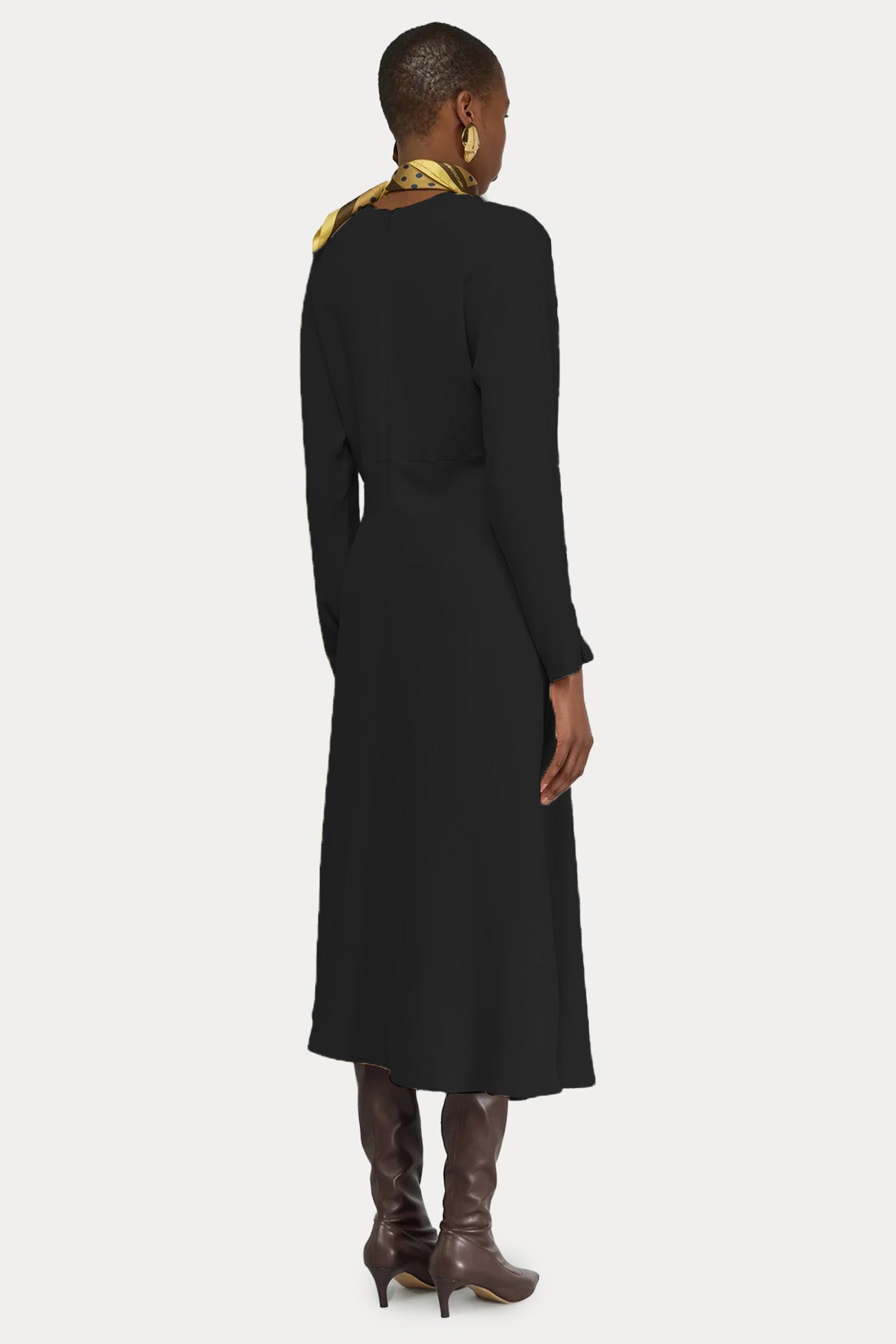 Semicouture V Yaka Asimetrik Kesim Midi Elbise