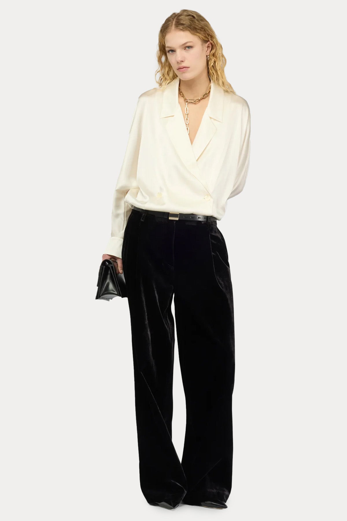 Semicouture Comfort Fit Kruvaze İpek Gömlek