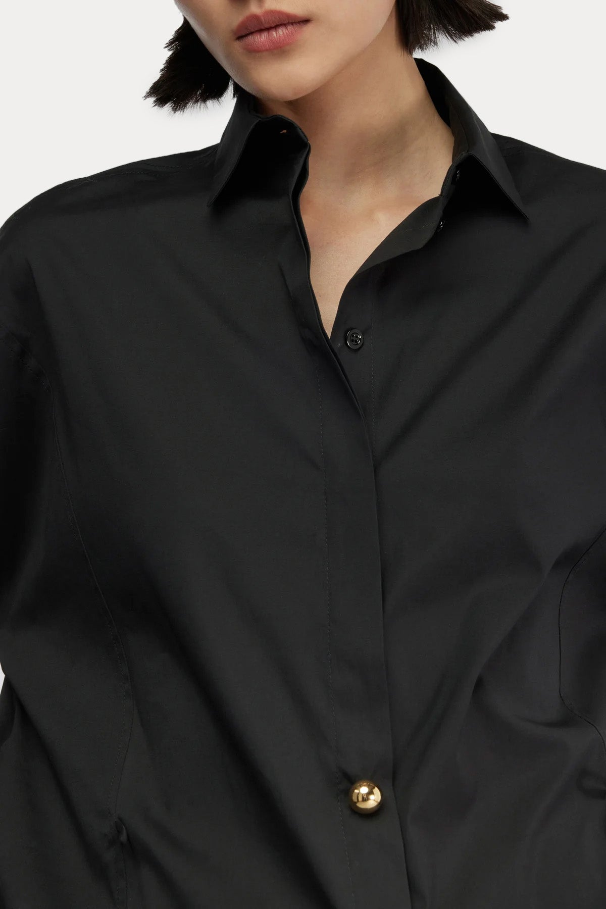 Semicouture Regular Fit Klasik Yaka Drape Gömlek-Gömlek-Libas