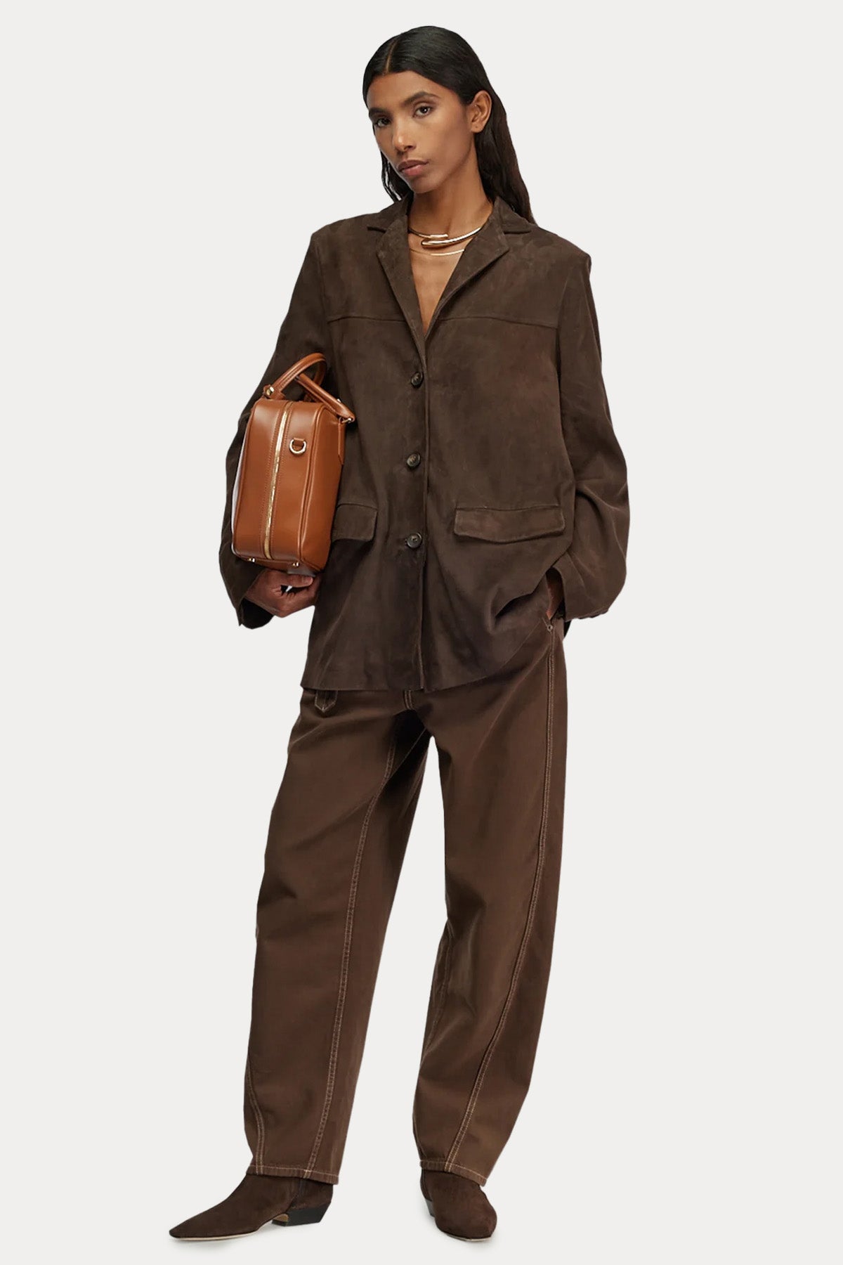Semicouture Relaxed Fit Süet Ceket-Ceket-Libas