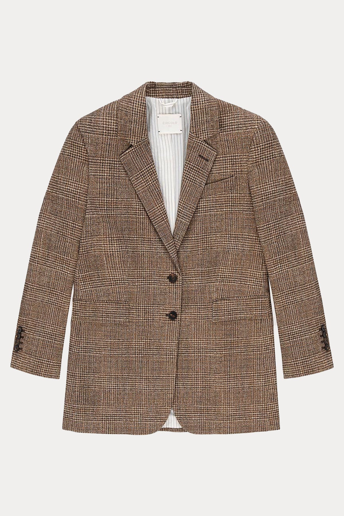 Circolo 1901 Slim Fit Ekoseli Blazer Ceket-Ceket-Libas