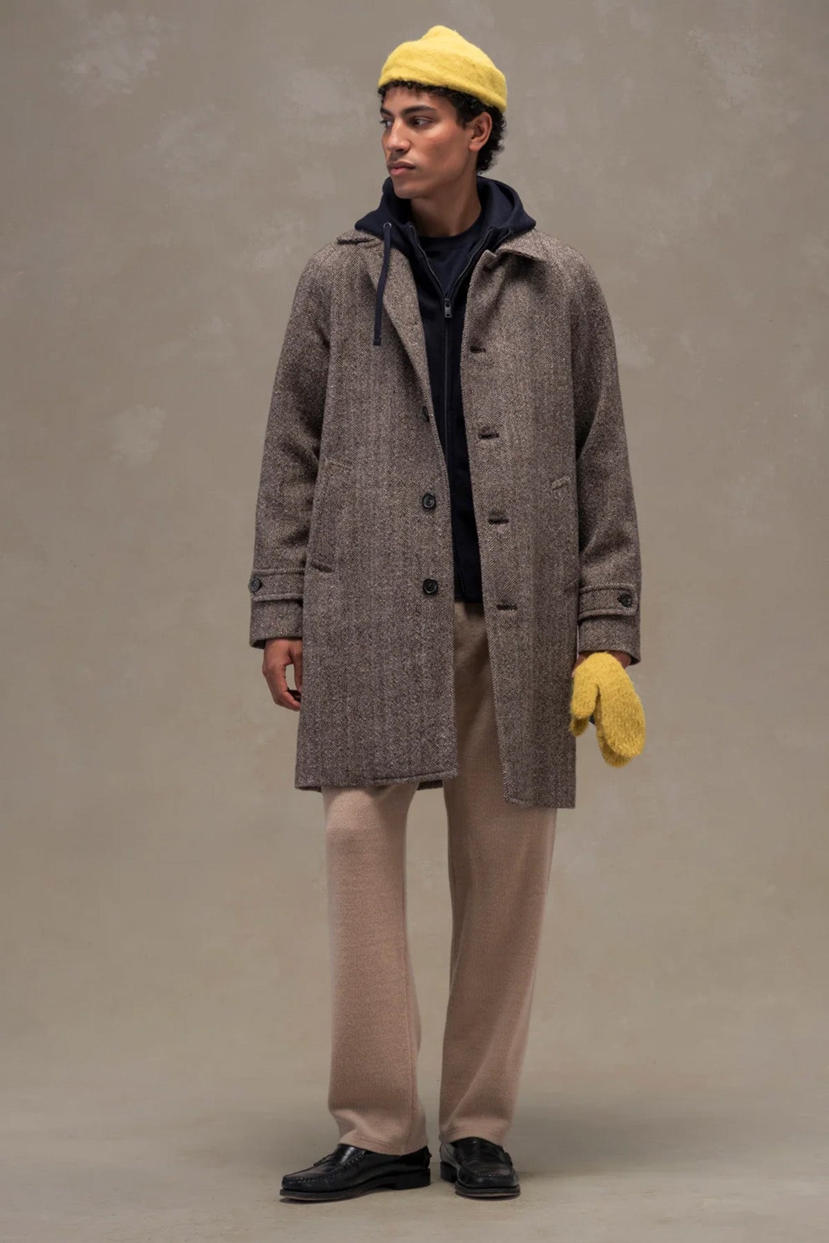 Circolo 1901 Regular Fit Balıksırtı Desenli Yün Kaban