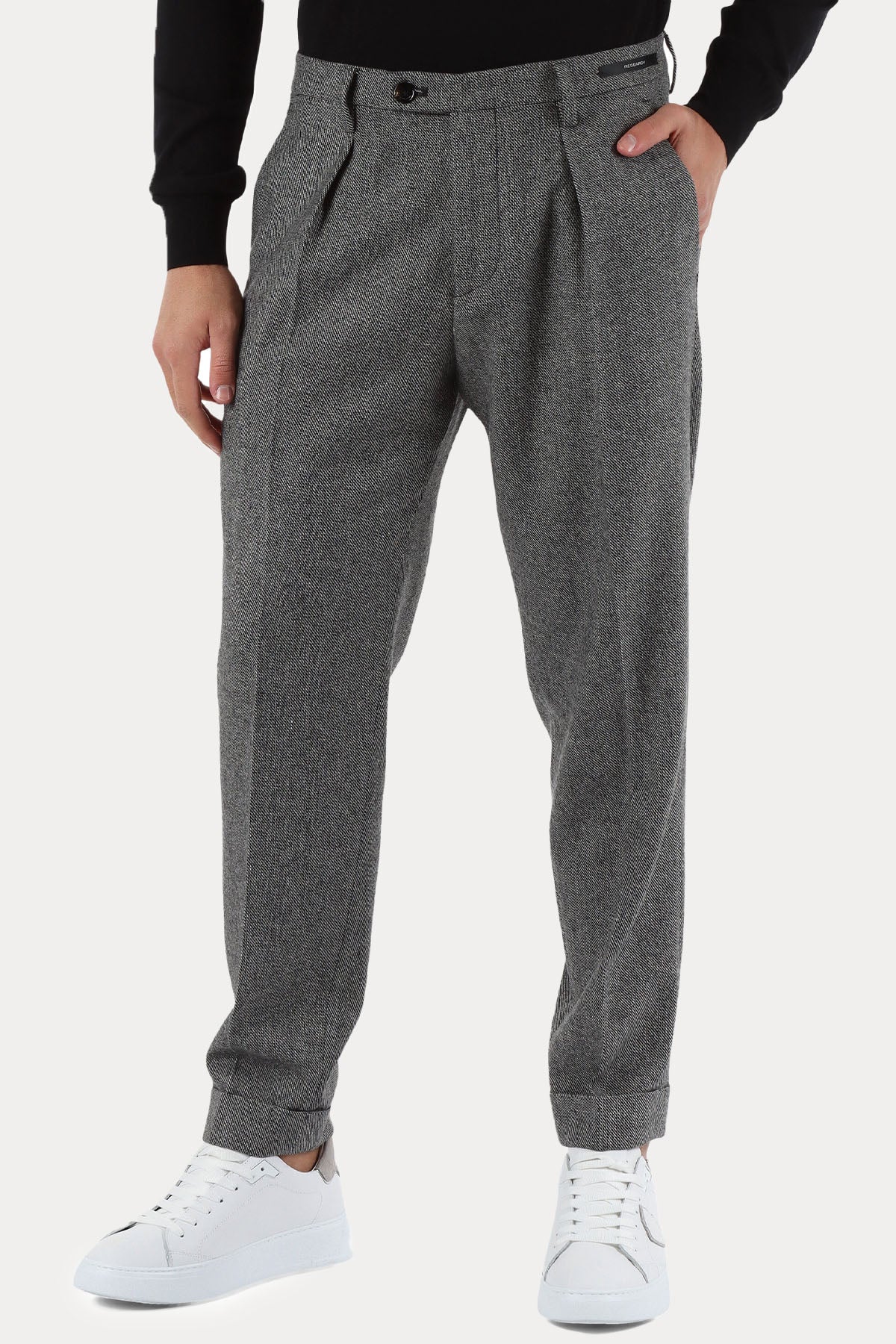 Michael Coal Carrot Fit Balıksırtı Desenli Tek Pile Kaşmir Yün Pantolon