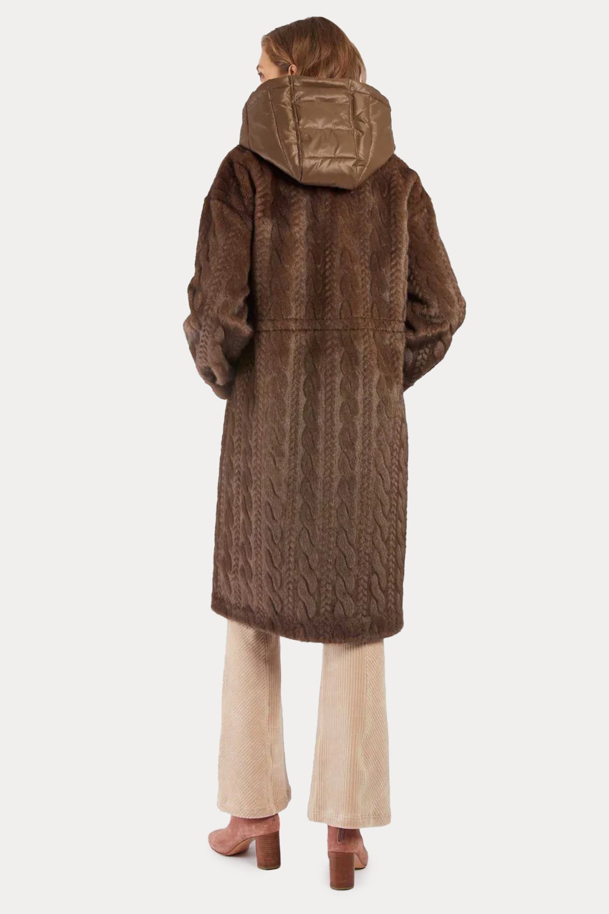 Rene Derhy Demonte İç Parçalı Saç Örgü Kapüşonlu Manto