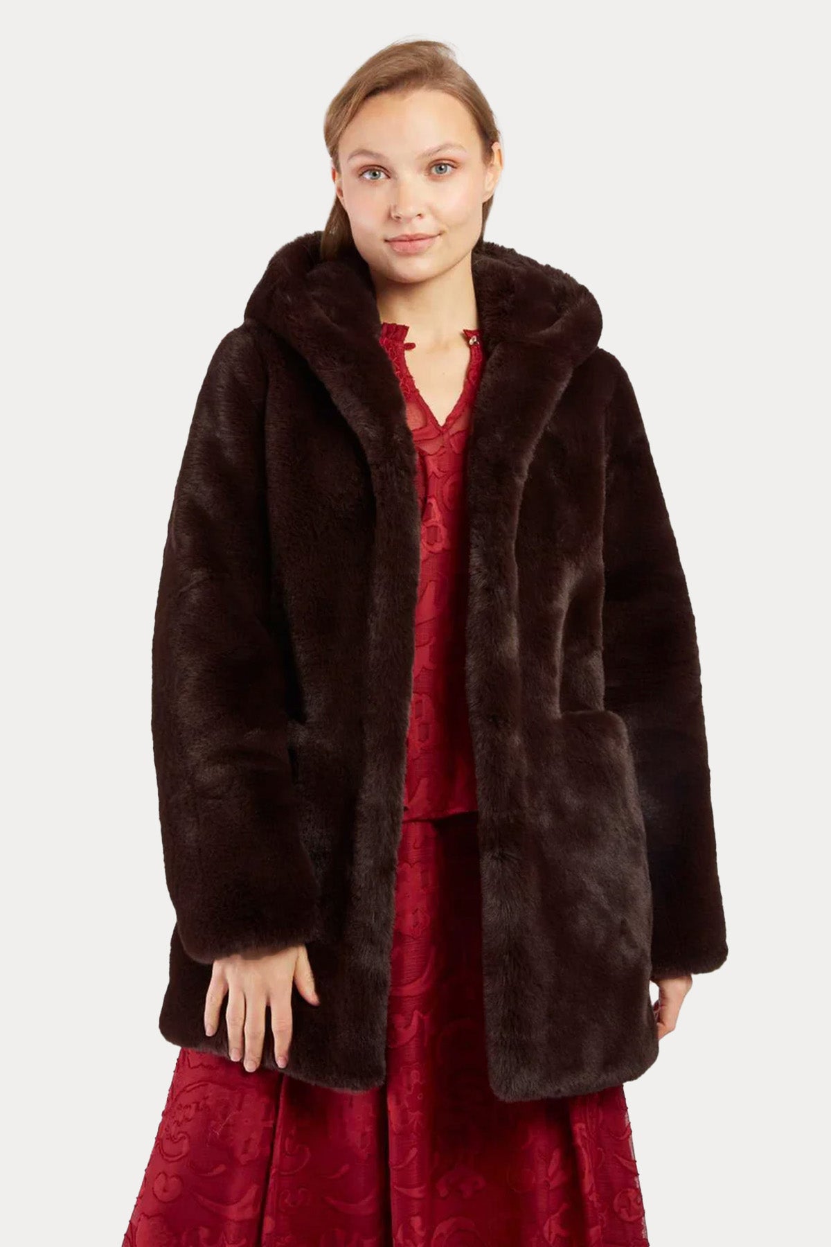 Rene Derhy Relaxed Fit Kapüşonlu Peluş Mont