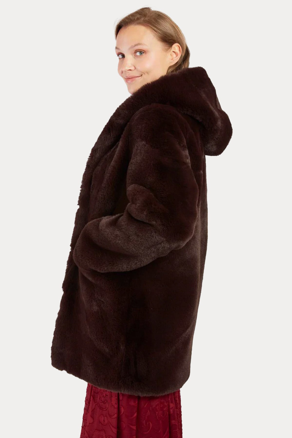 Rene Derhy Relaxed Fit Kapüşonlu Peluş Mont