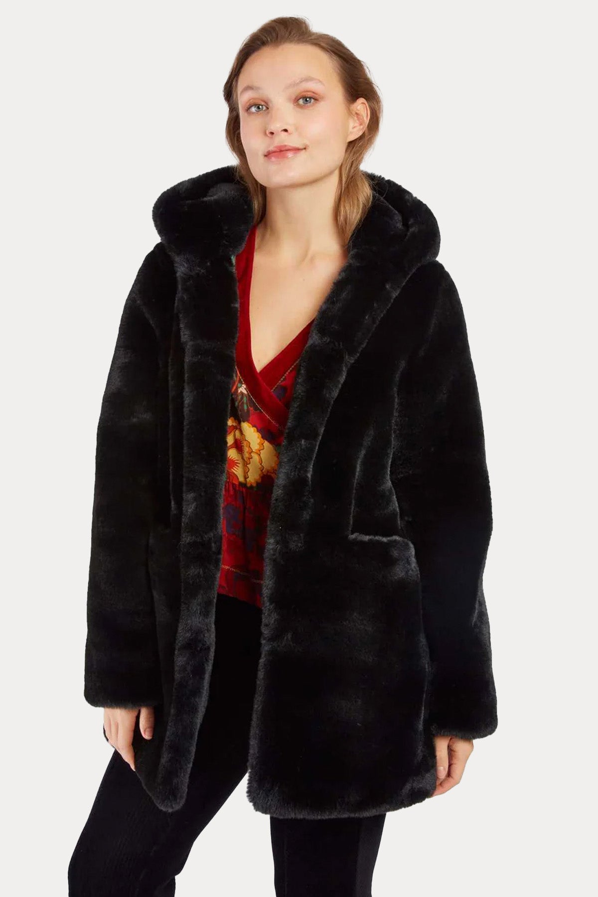 Rene Derhy Relaxed Fit Kapüşonlu Peluş Mont