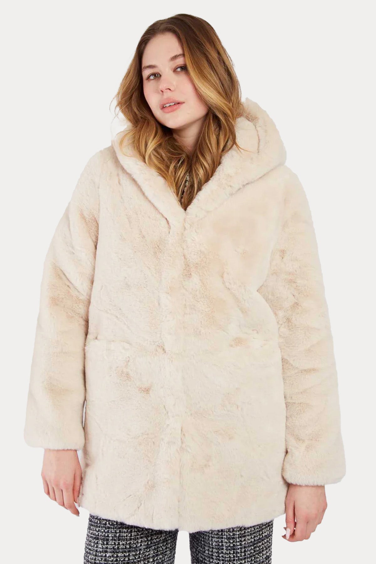 Rene Derhy Relaxed Fit Kapüşonlu Peluş Mont