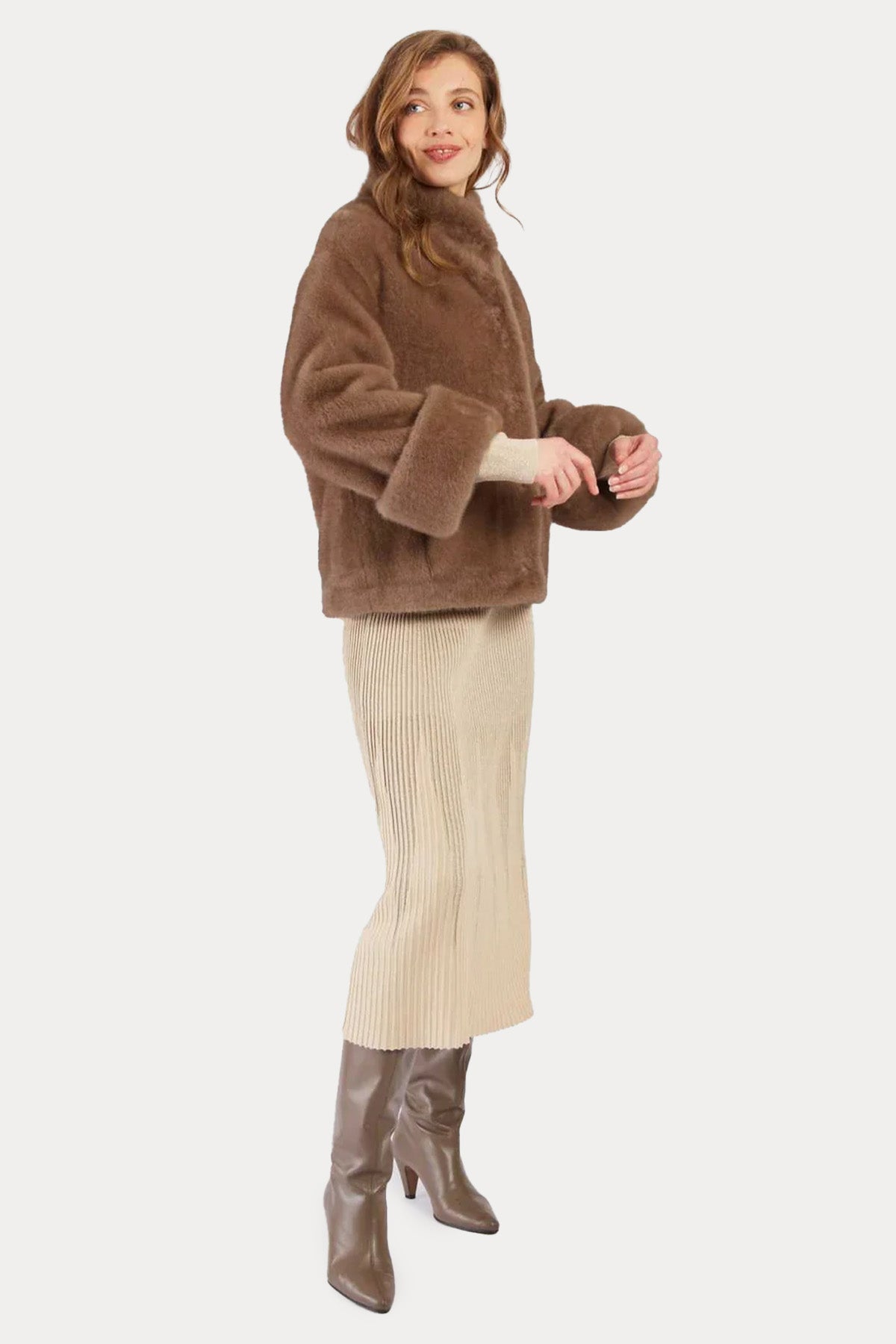 Rene Derhy Comfort Fit Dik Yaka Peluş Ceket