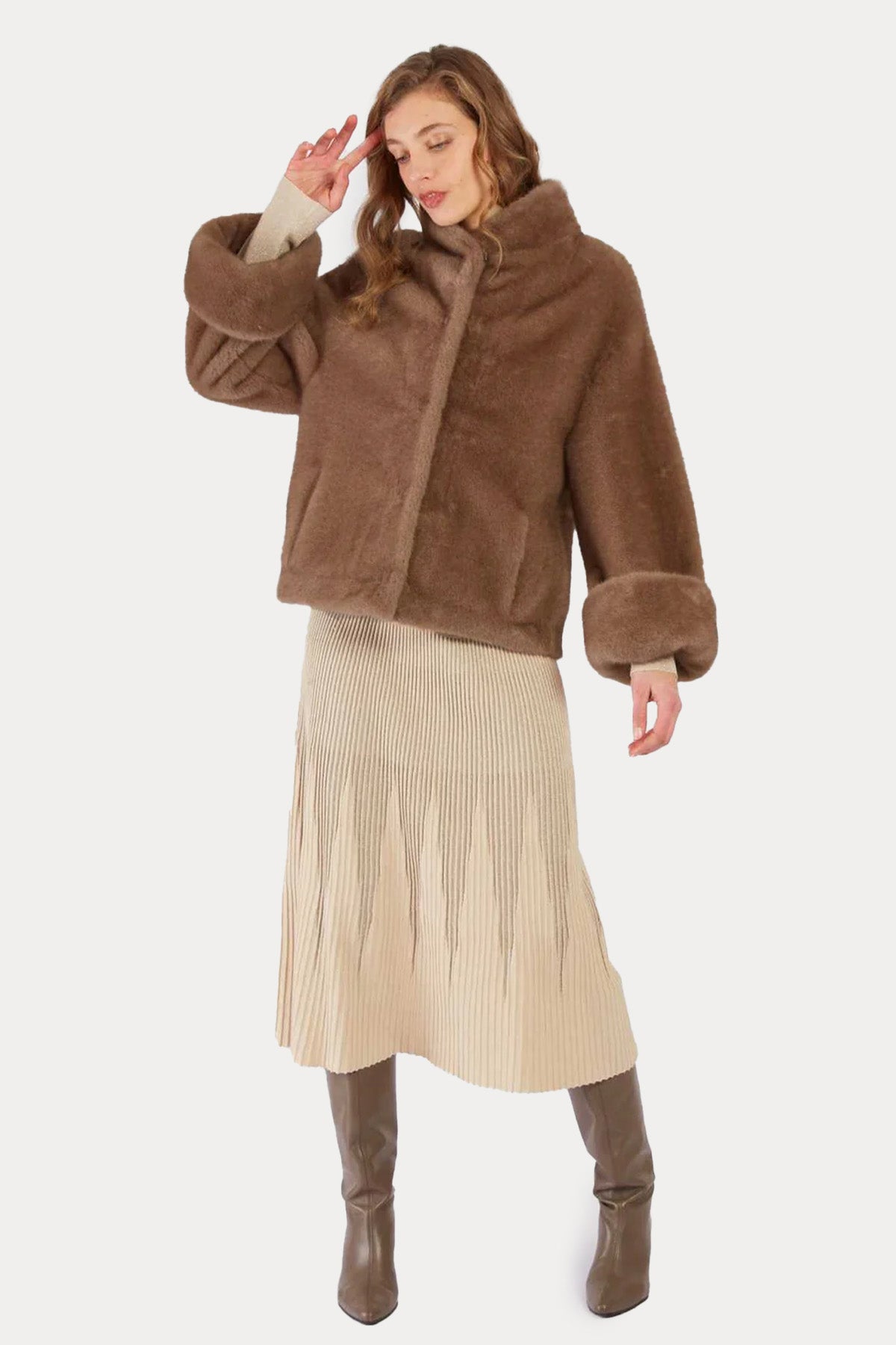 Rene Derhy Comfort Fit Dik Yaka Peluş Ceket