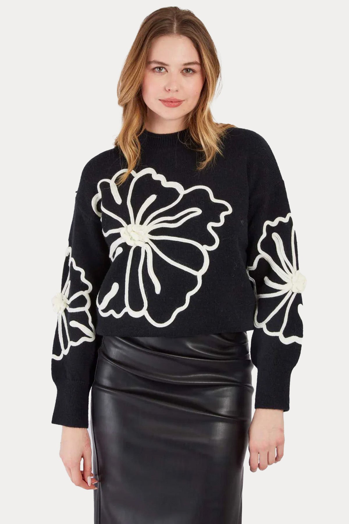 Rene Derhy Comfort Fit Çiçek Desenli Örgü Triko