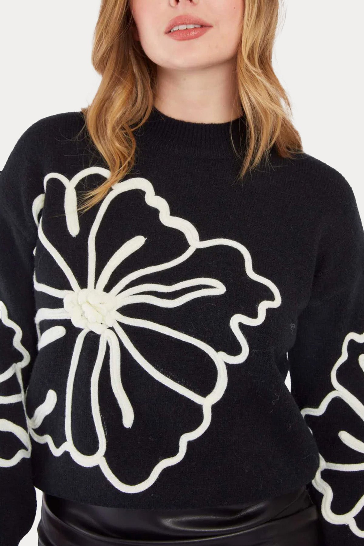 Rene Derhy Comfort Fit Çiçek Desenli Örgü Triko