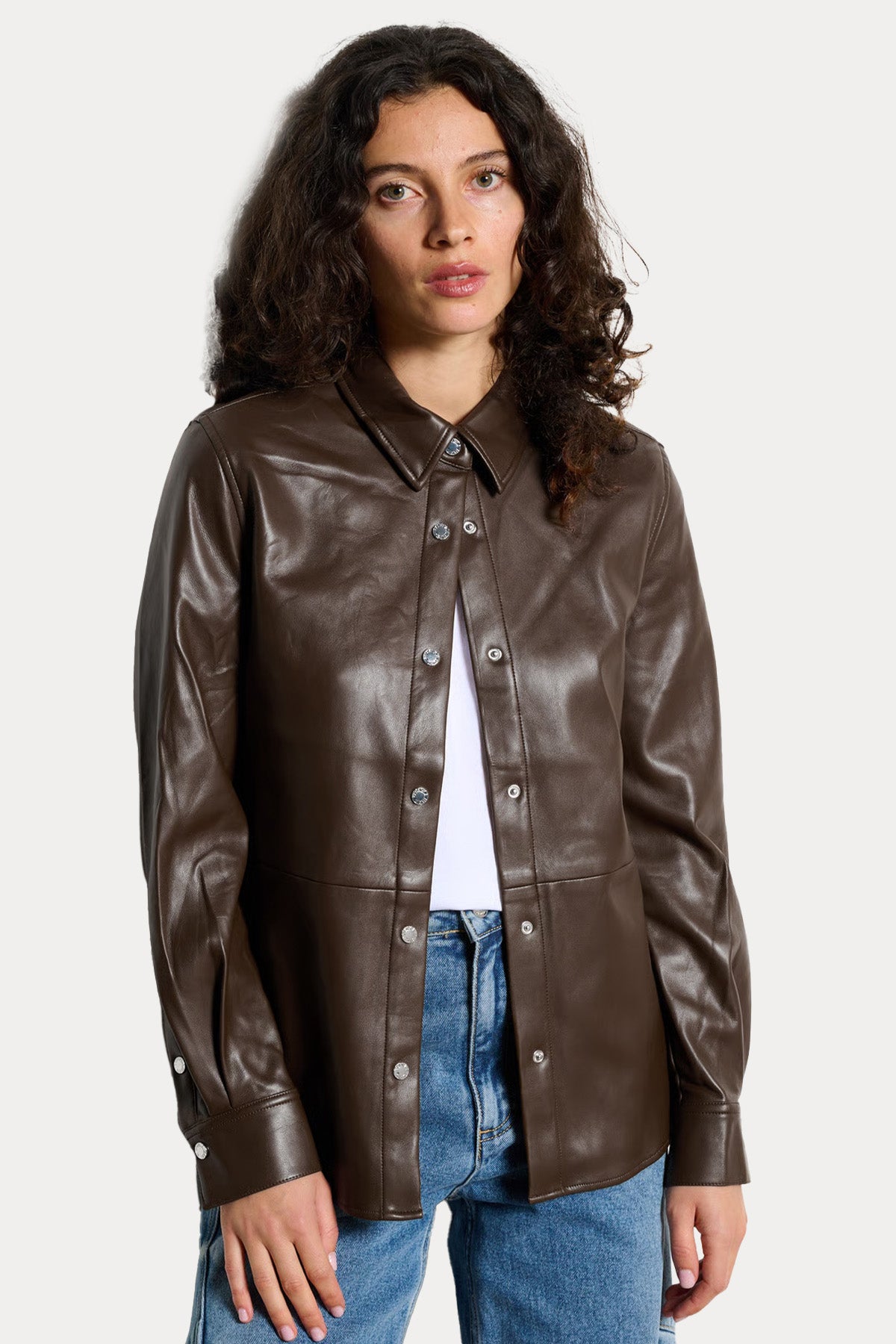 Berenice Celian Regular Fit Deri Gömlek