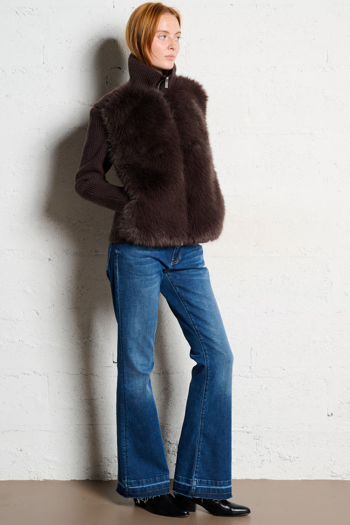 Berenice Voopy Dik Yaka Örgü Peluş Ceket