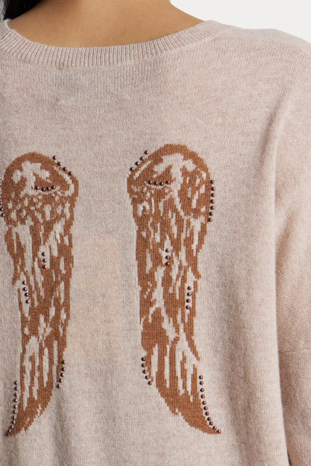 Berenice Mapolonia Comfort Fit Kanat Desenli İnce Örgü Kaşmir Yün Triko