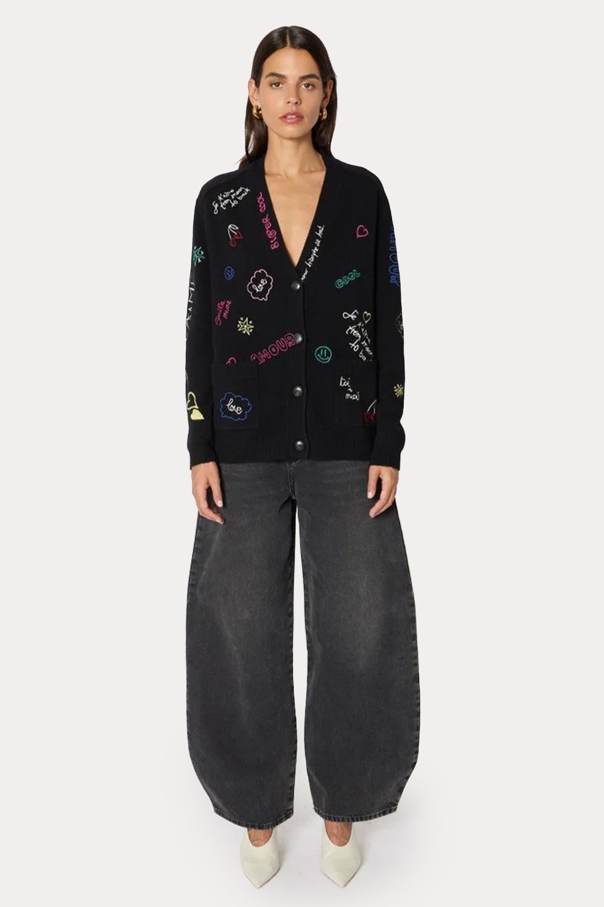 Berenice Mynewgiulio Relaxed Fit Desenli İnce Örgü Yün Triko Ceket