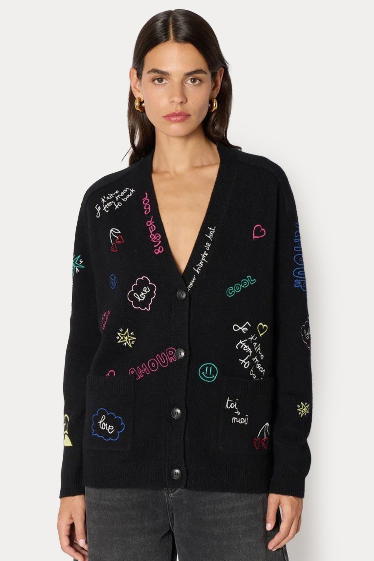 Berenice Mynewgiulio Relaxed Fit Desenli İnce Örgü Yün Triko Ceket