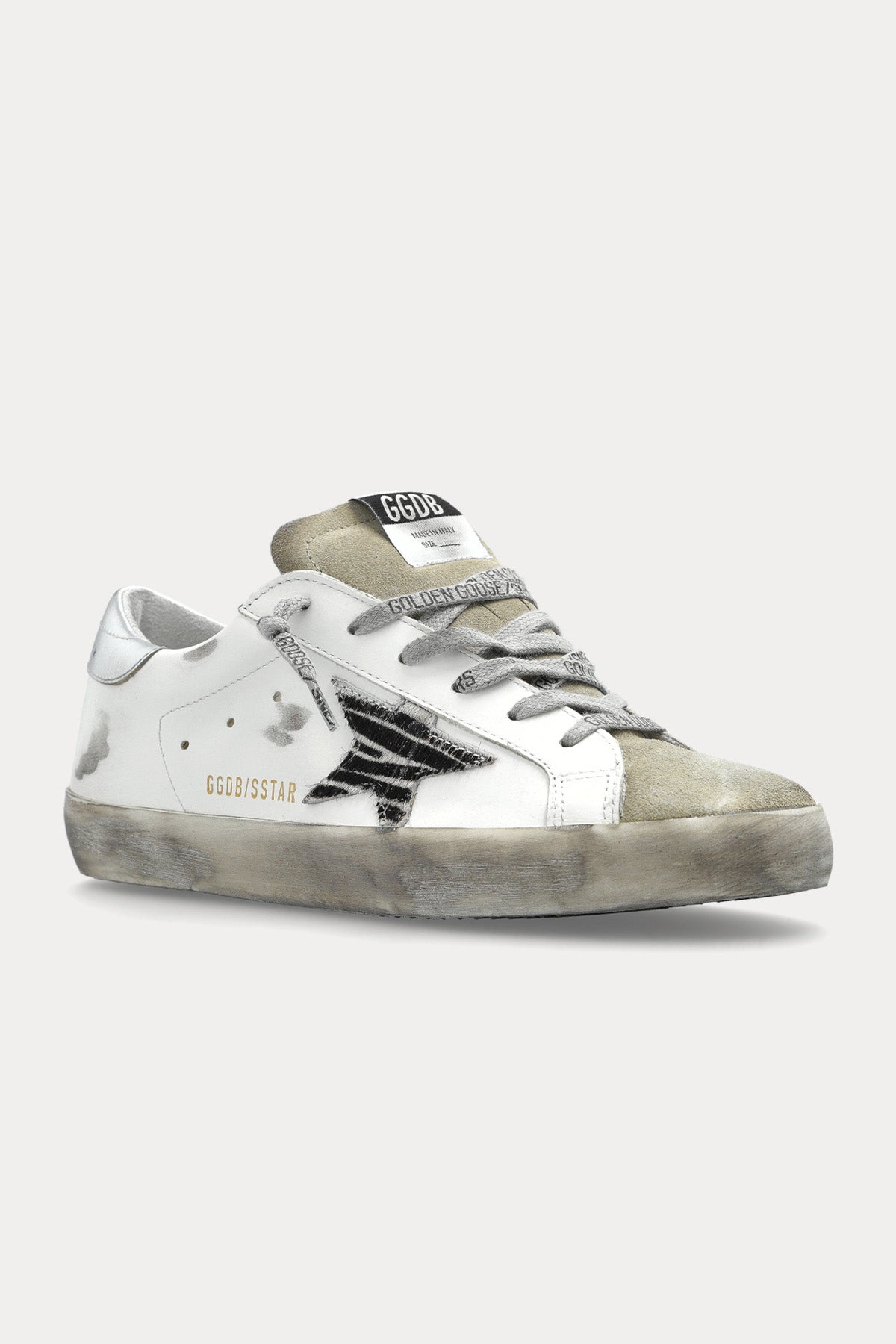 Golden Goose Super-Star Zebra Desenli Deri Sneaker Ayakkabı