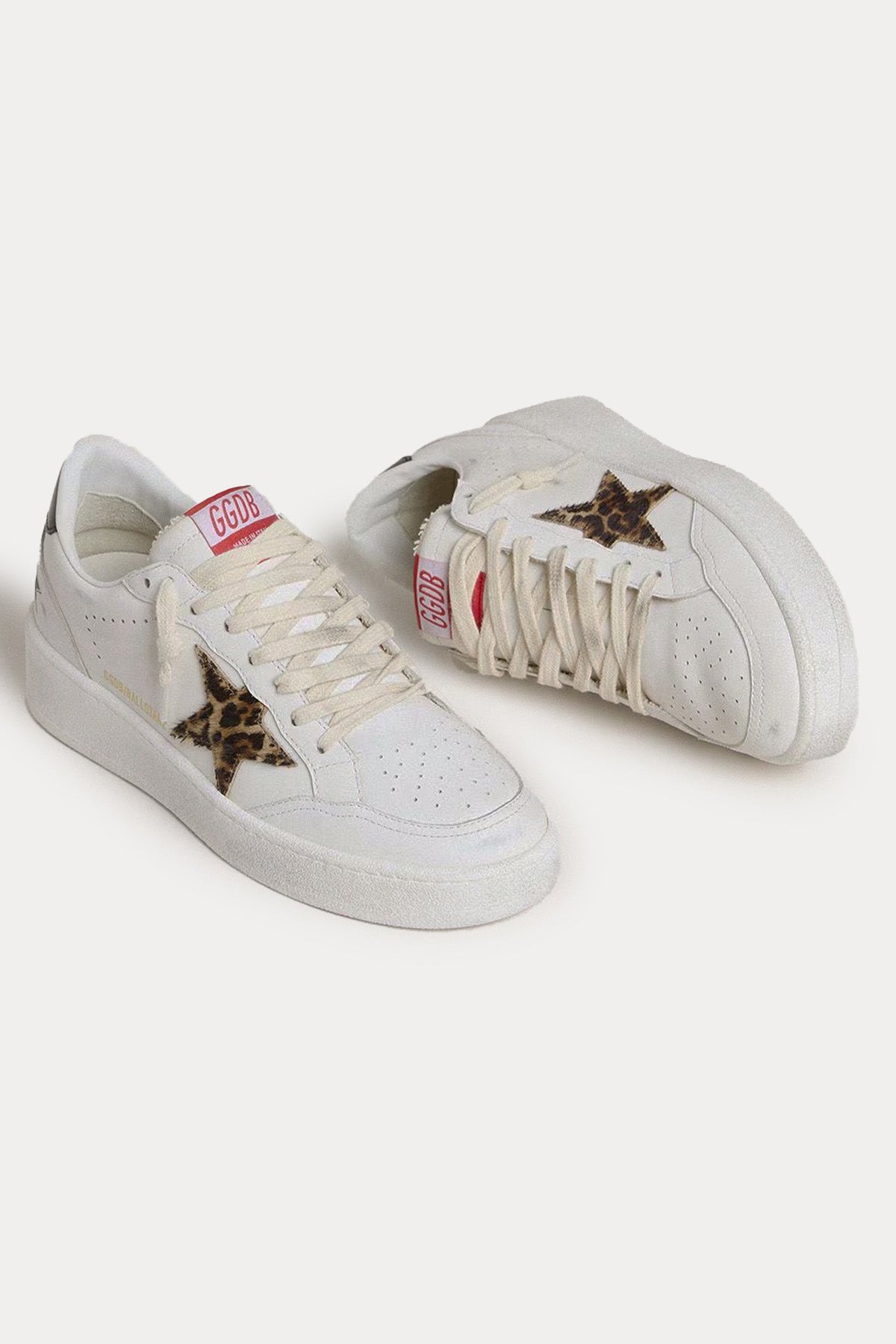 Golden Goose Ball-Star Leopar Desenli Deri Sneaker Ayakkabı