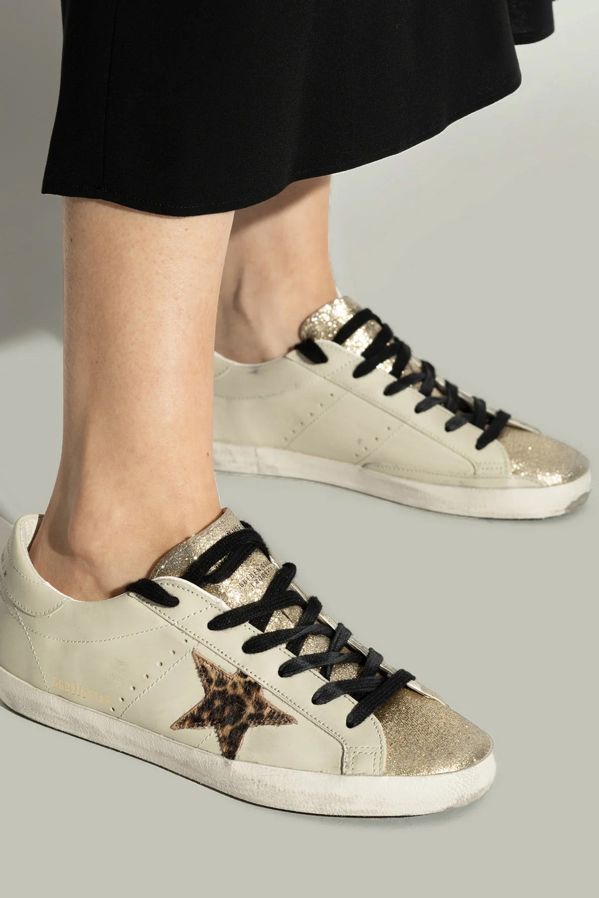Golden Goose Super-Star Leopar Desenli Deri Sneaker Ayakkabı