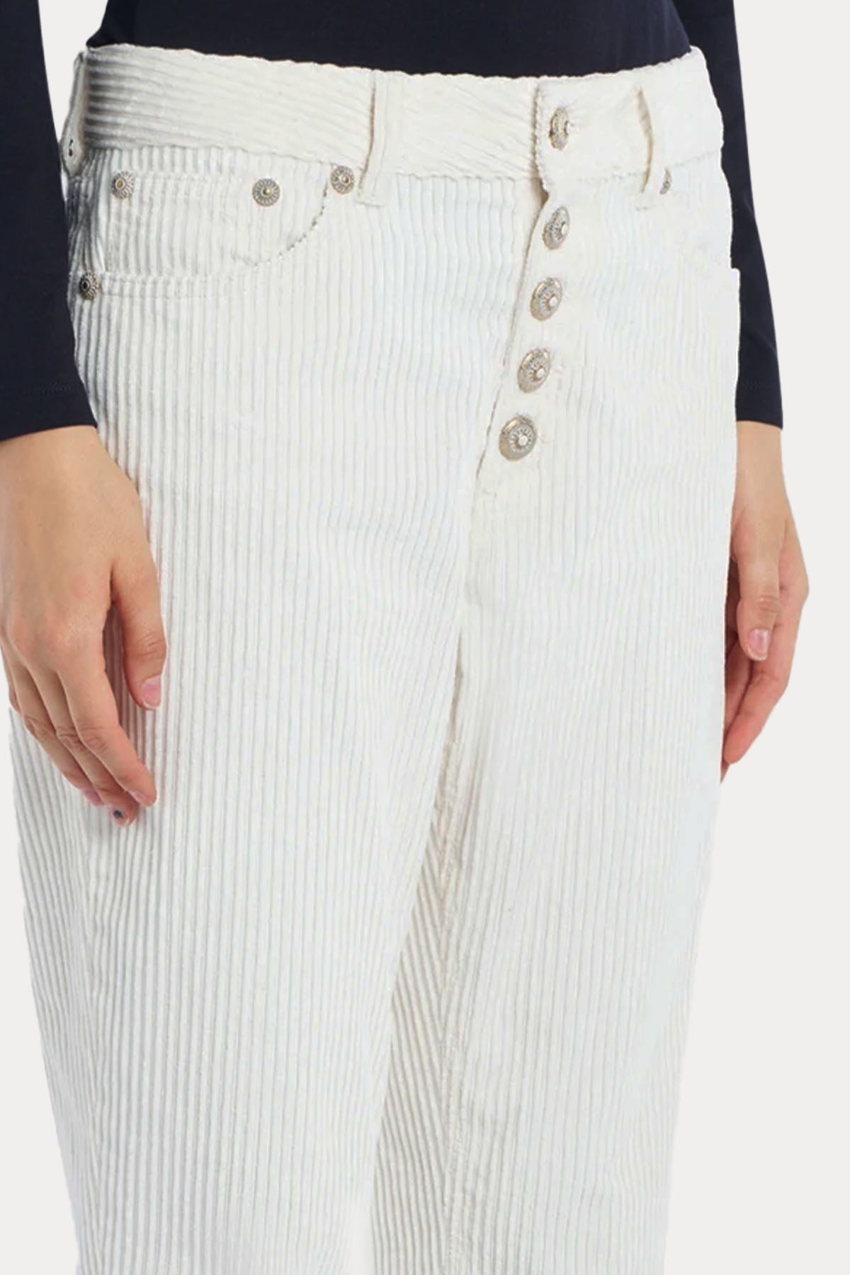 Dondup Koons Loose Fit Yüksek Bel Fitilli Kadife Pantolon