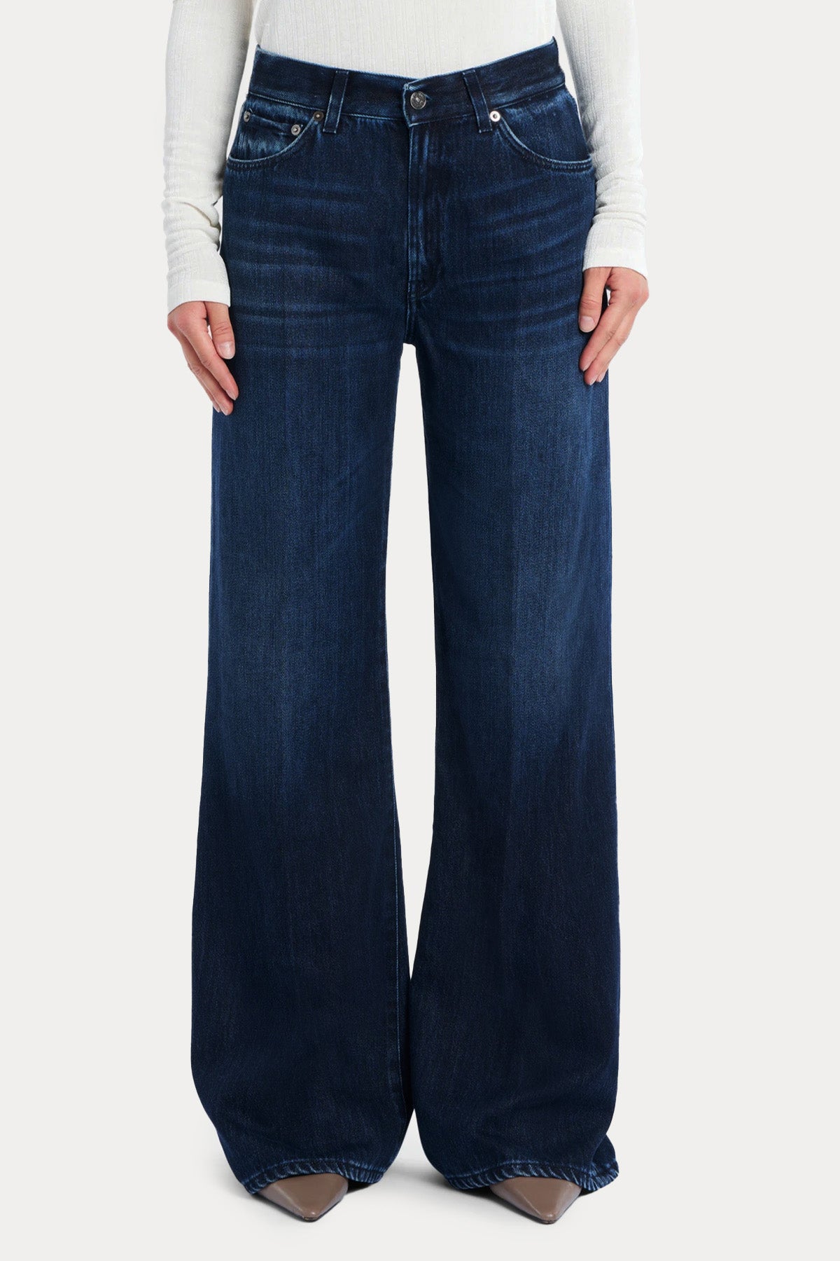 Dondup Amber Straight Fit Yüksek Bel Yıkamalı Jeans