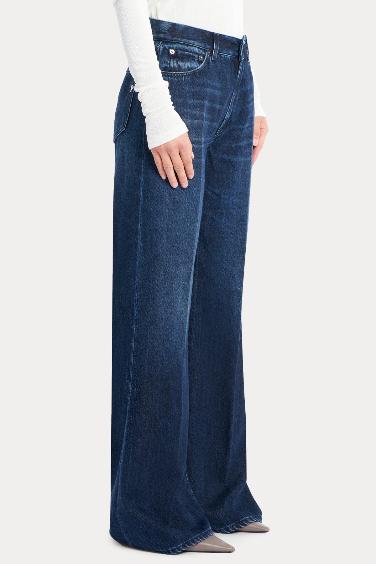 Dondup Amber Straight Fit Yüksek Bel Yıkamalı Jeans